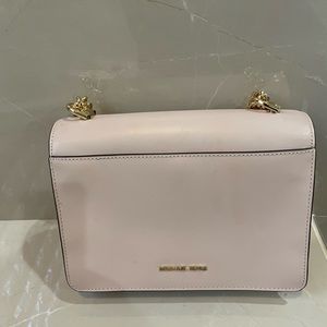 Michael Kors pink leather crossbody with gold chain straps